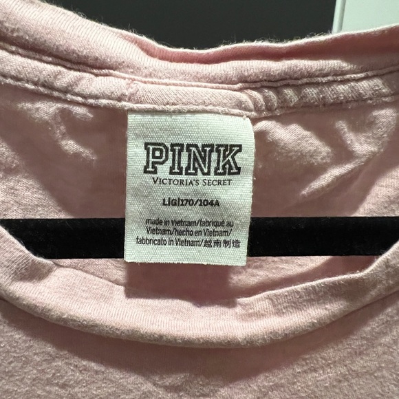Pink Victoria secret campus crew neck short sleeve pocket logo shirt L - Picture 5 of 5
